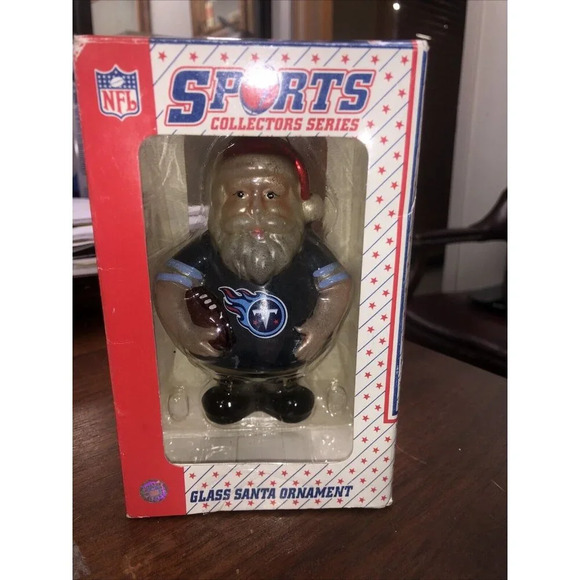 Officially Licensed NFL Tennessee Titans Christmas Glass Santa Ornament - Picture 1 of 8